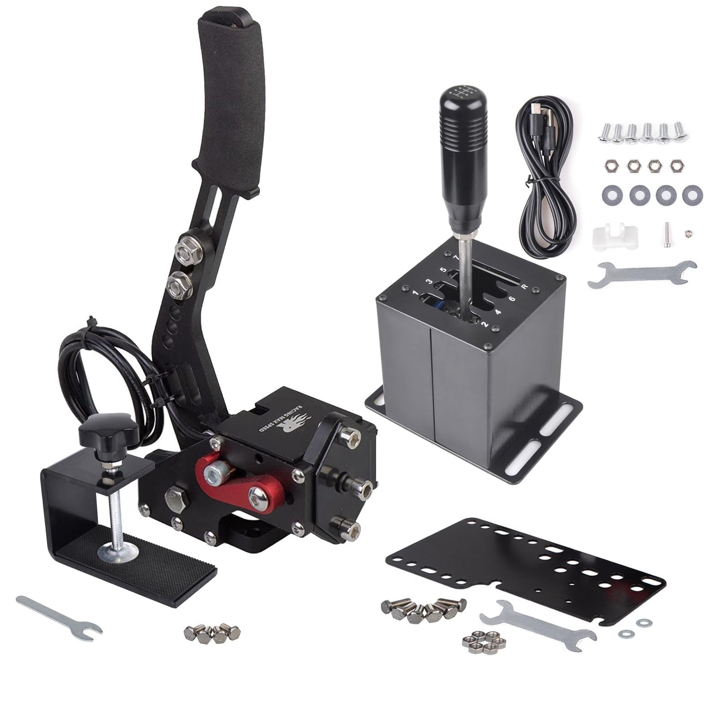 CNRAQR PC USB Handbrake and Racing Game Simulator Shifter 7+R H Gear for Logitech G29 G27 G25 G920 with Thrustmaster T300RS/GT