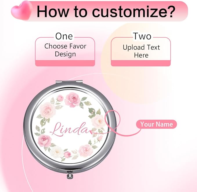 Eunigem Personalized Compact Flower Mirror for Women-Makeup Small Purse Mirror Custom Gift for Girls Women Christians (Flower Color)