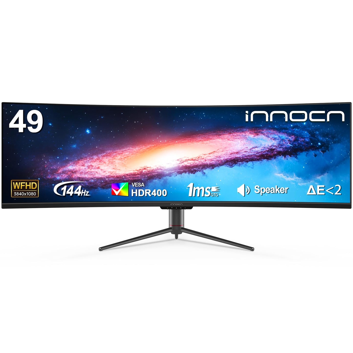 INNOCN Ultrawide 49" Curved 3840 x 1080P 144Hz 32:9 Monitor, Screen Split PIP PBP for Workflow/Gaming, R1800, 99% sRGB, HDR400, USB C, DisplayPort, HDMI, Speakers, Adjustable, Black (HDMI+DP Cable)