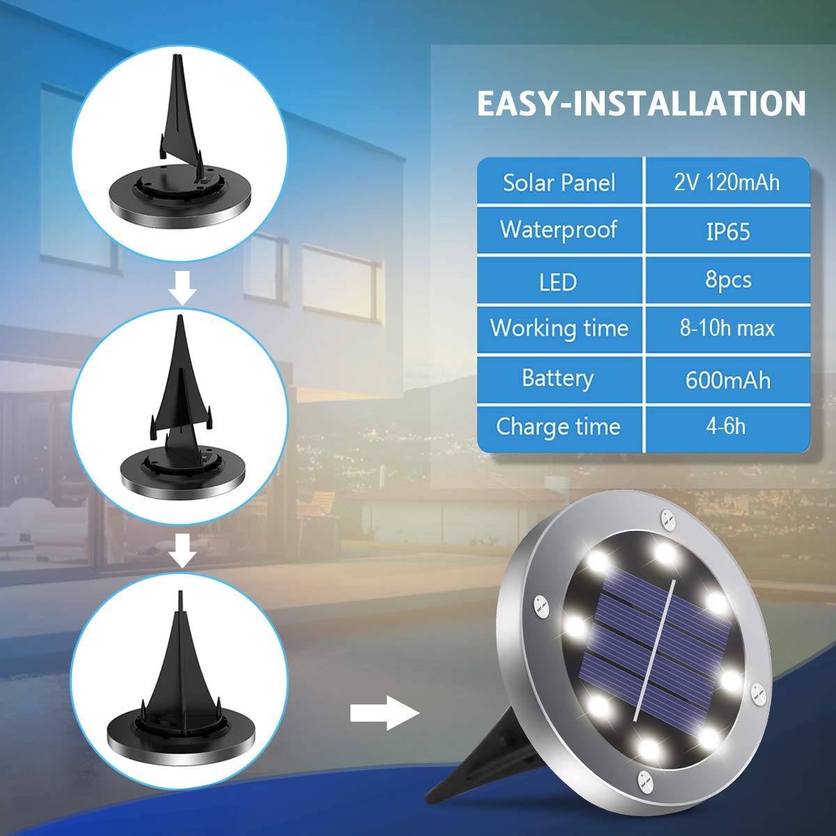 Solar Lights Outdoor 12 Pack, Solar Garden Outdoor Waterproof Pathway Lights Bright In-Ground Light Outdoor Lighting Decor for Lawn, Patio, Yard, Driveway, Step and Walkway White Light