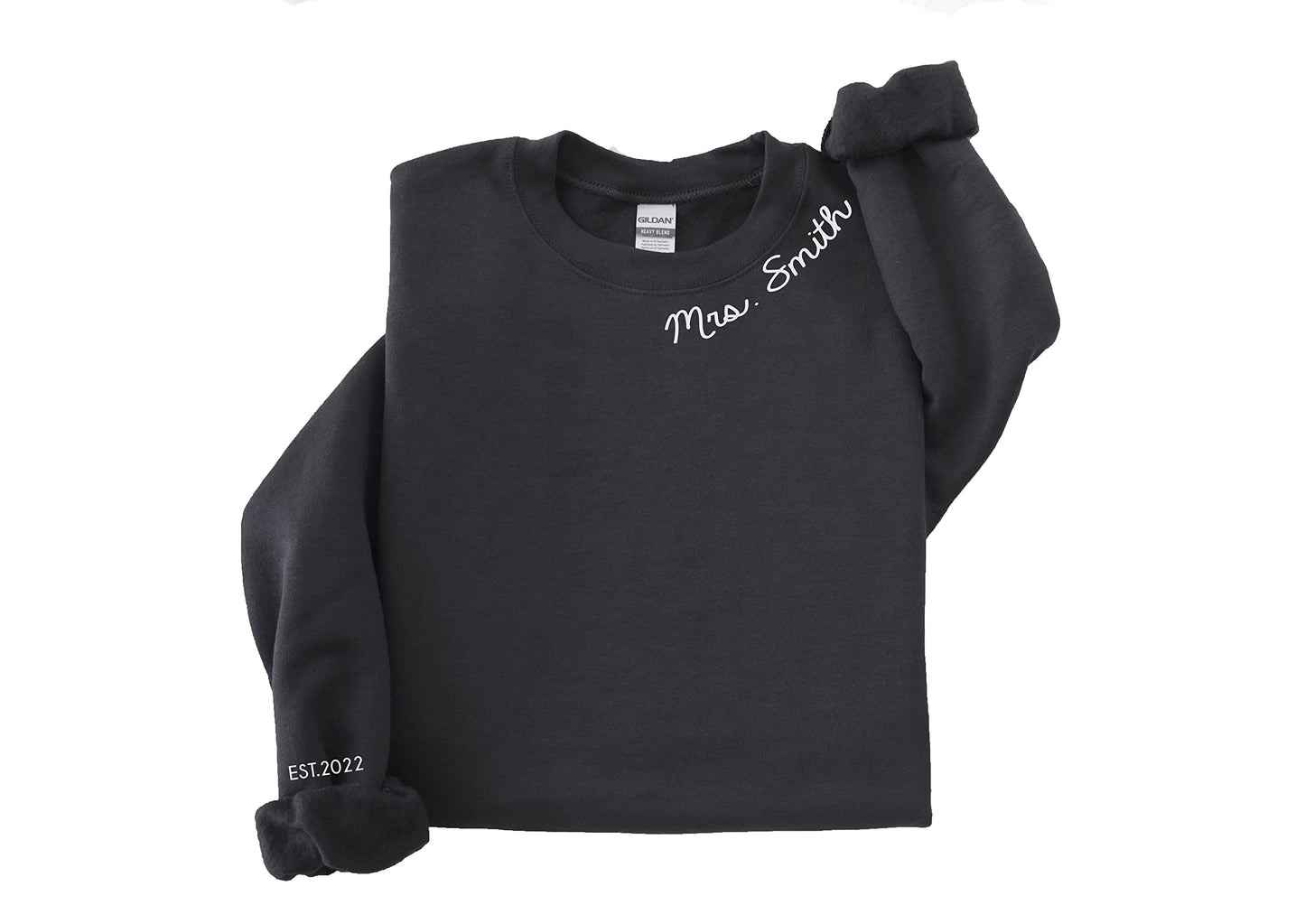 Up2ournecksinfabric, Mrs Sweatshirt - Custom Mrs Sweatshirt - New Mrs - Honeymoon Pajamas - Wedding Gift - Future Mrs. Gift