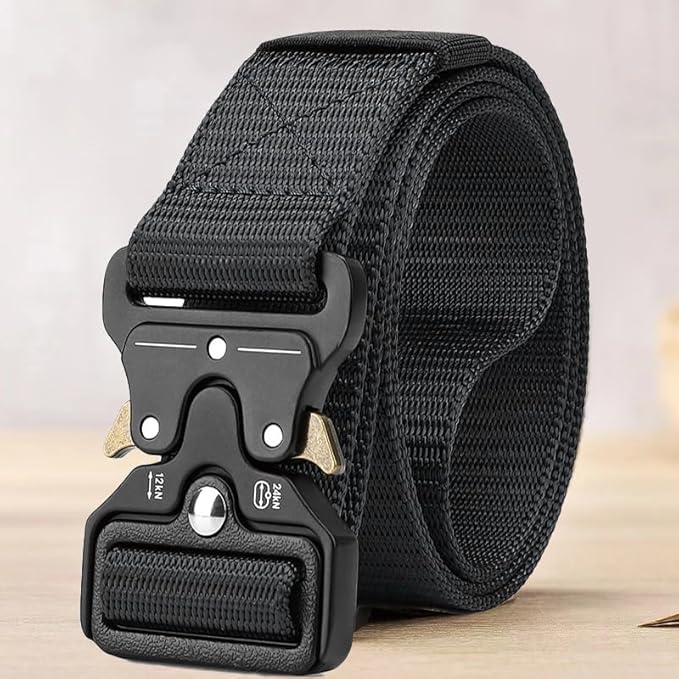 Men's Tactical Belt - Heavy Duty Nylon Web Belt with Quick Release Buckle