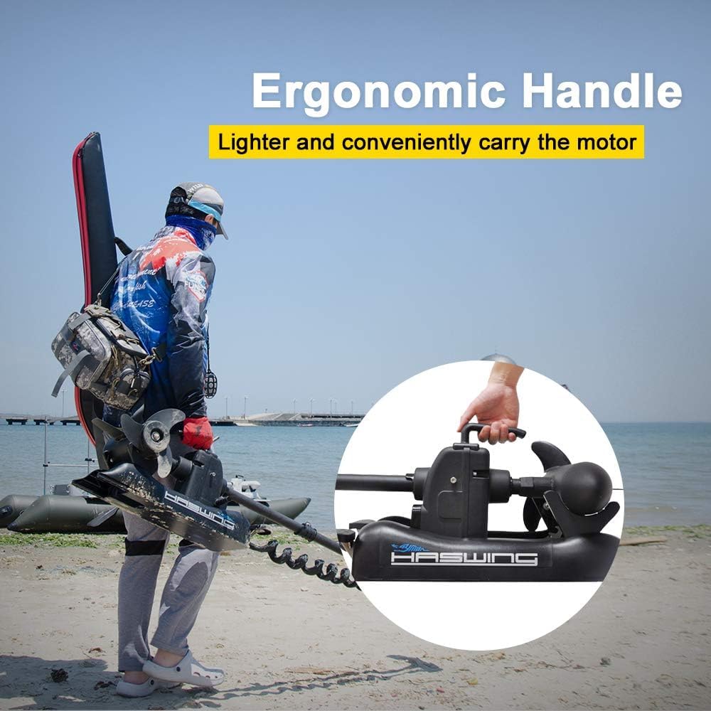 AQUOS Haswing CaymanB Electric Bow Mount 24V Saltwater & Freshwater Trolling Motor - 80lbs Thrust, 48in Shaft, with Wireless Remote