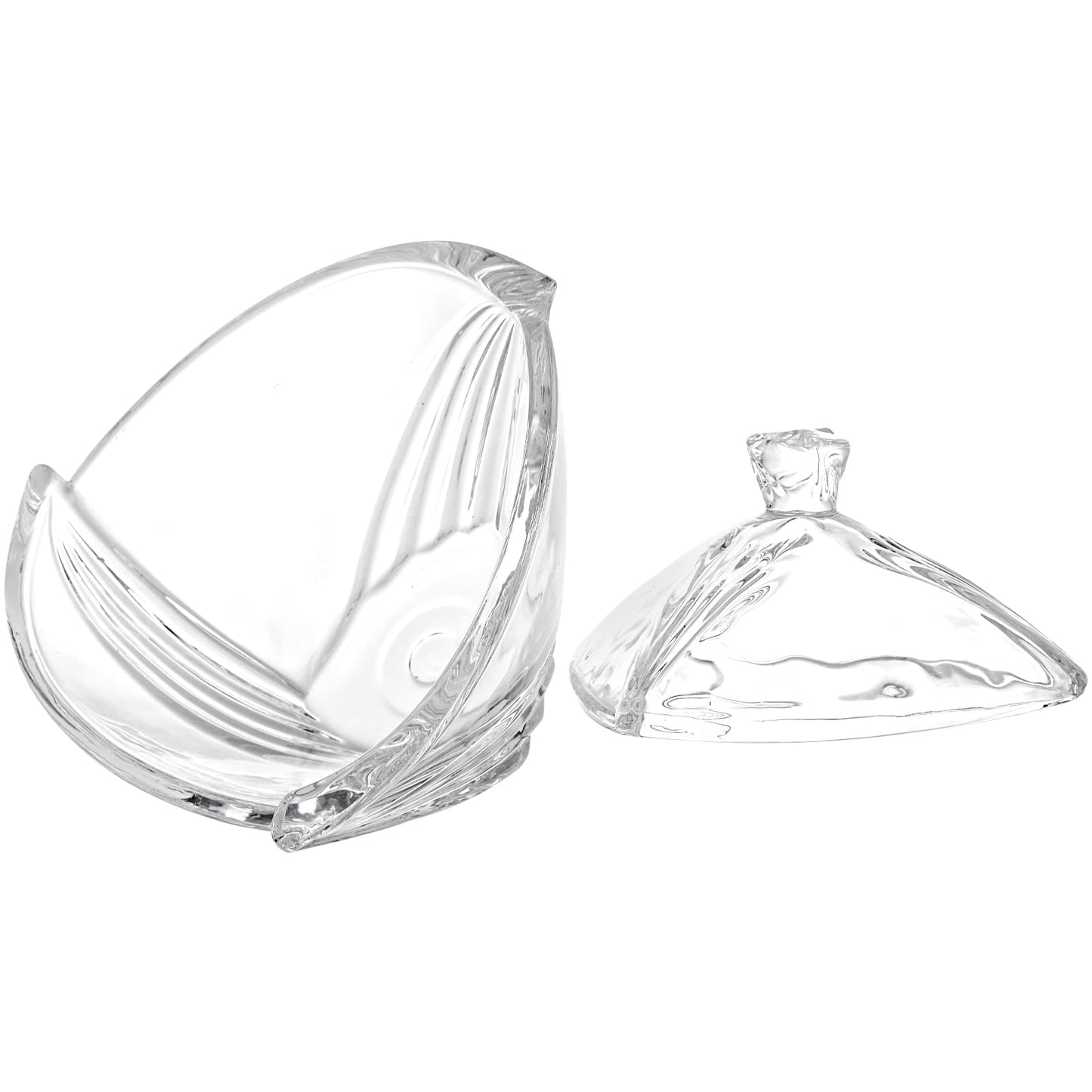 SOUJOY 2 Pack Glass Dish With Lid, Clear Covered Candy Bowl, Retro European Jar for Home Kitchen Office Table Halloween