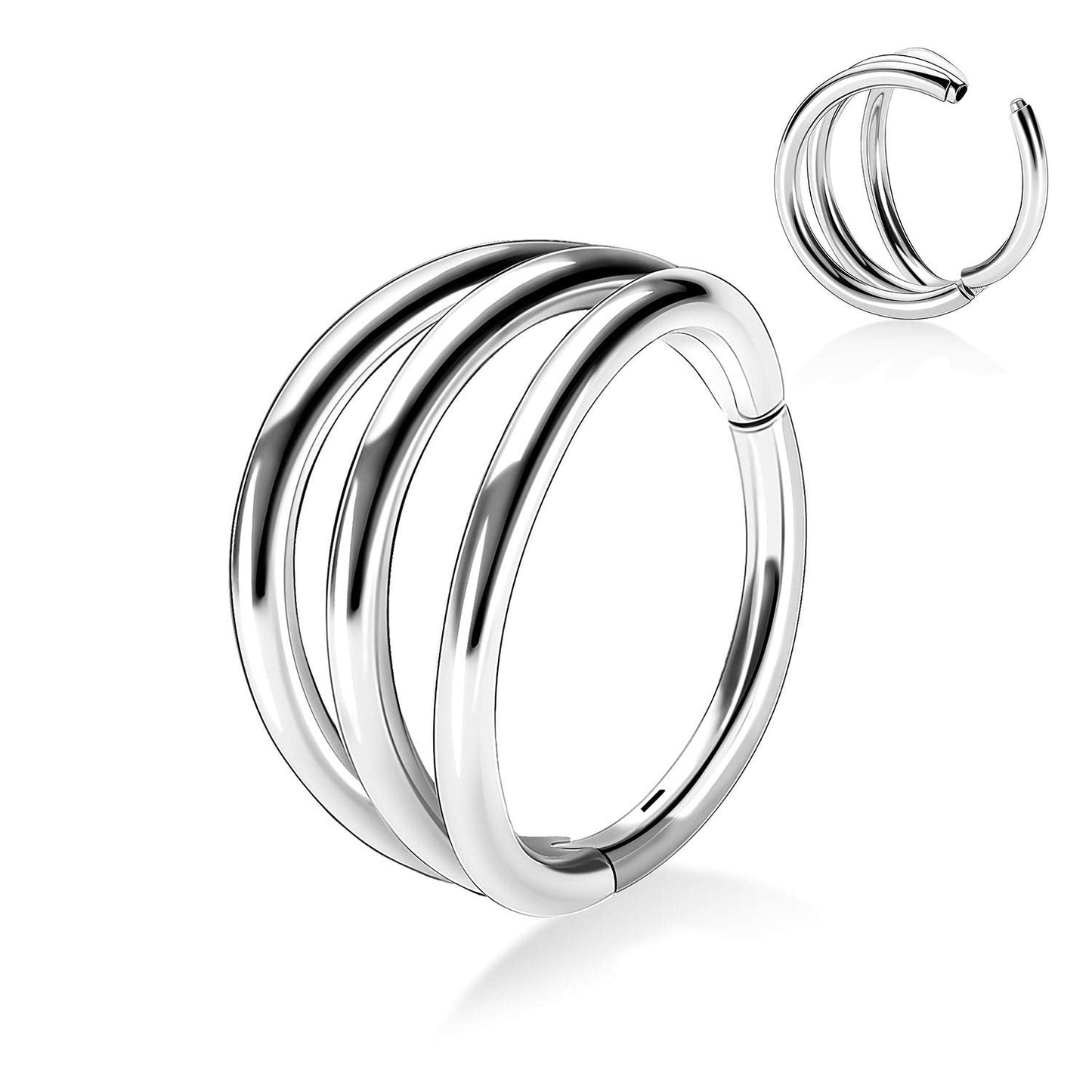 PEAKLINK 20G Triple Open Stacked Cartilage Conch Helix Earring Hoop 316L Surgical Steel Septum Nose Rings 10mm Lobe Earrings Uni