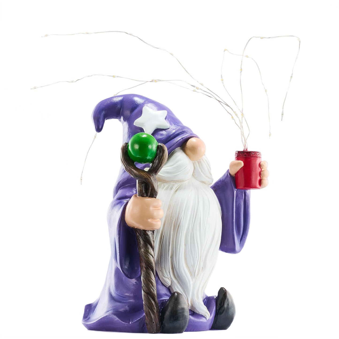Joint Honglin Resin Gnome Statue Outdoor Decor Waterproof Firework Solar LED Lights Gnomes Garden Sculpture Decorations for Outside Lawn Patio Yard Ornament Gifts (Gnome)