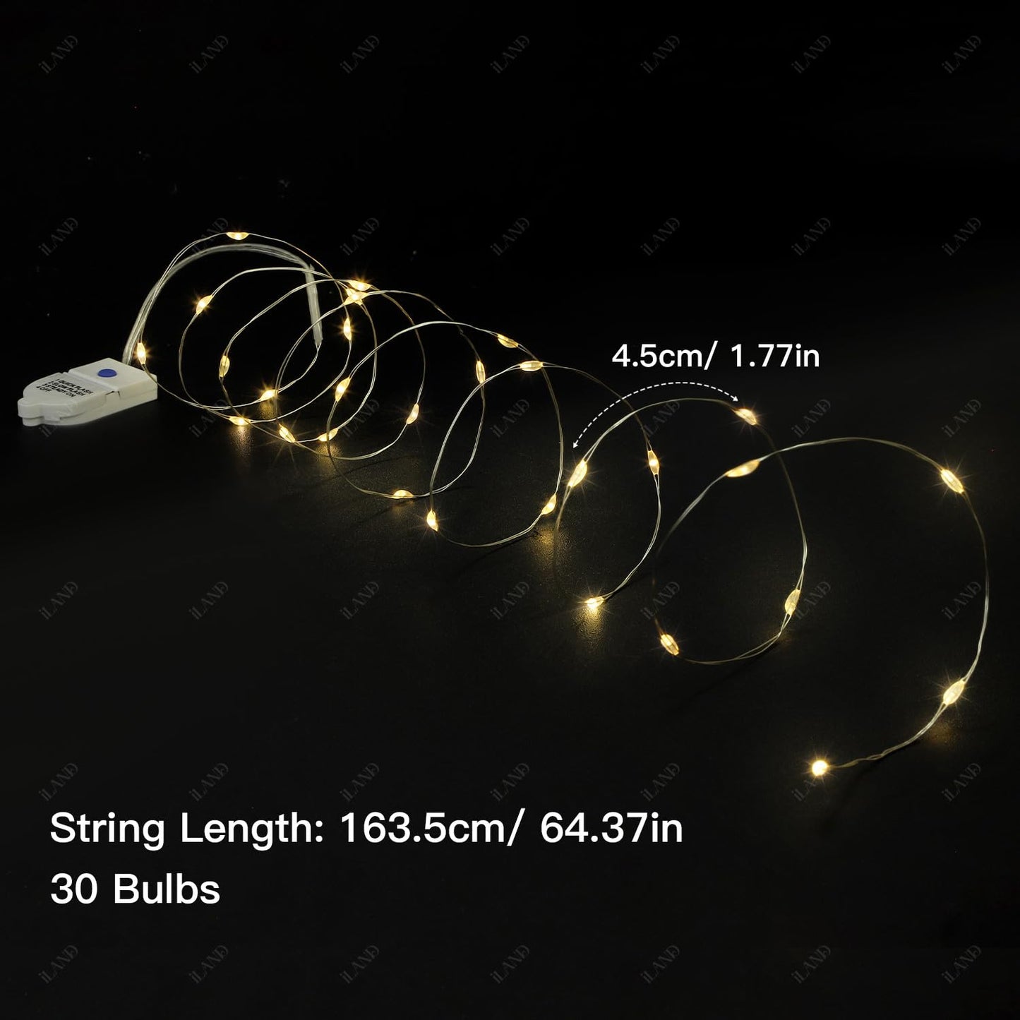 iLAND 1/12 Scale Accessories of Dollhouse Lights, 2pcs Battery Operated Mini Light Strings 5ft with 30 Bulbs for Elf Accessories, Miniature Stores, Dollhouse Christmas Decoration