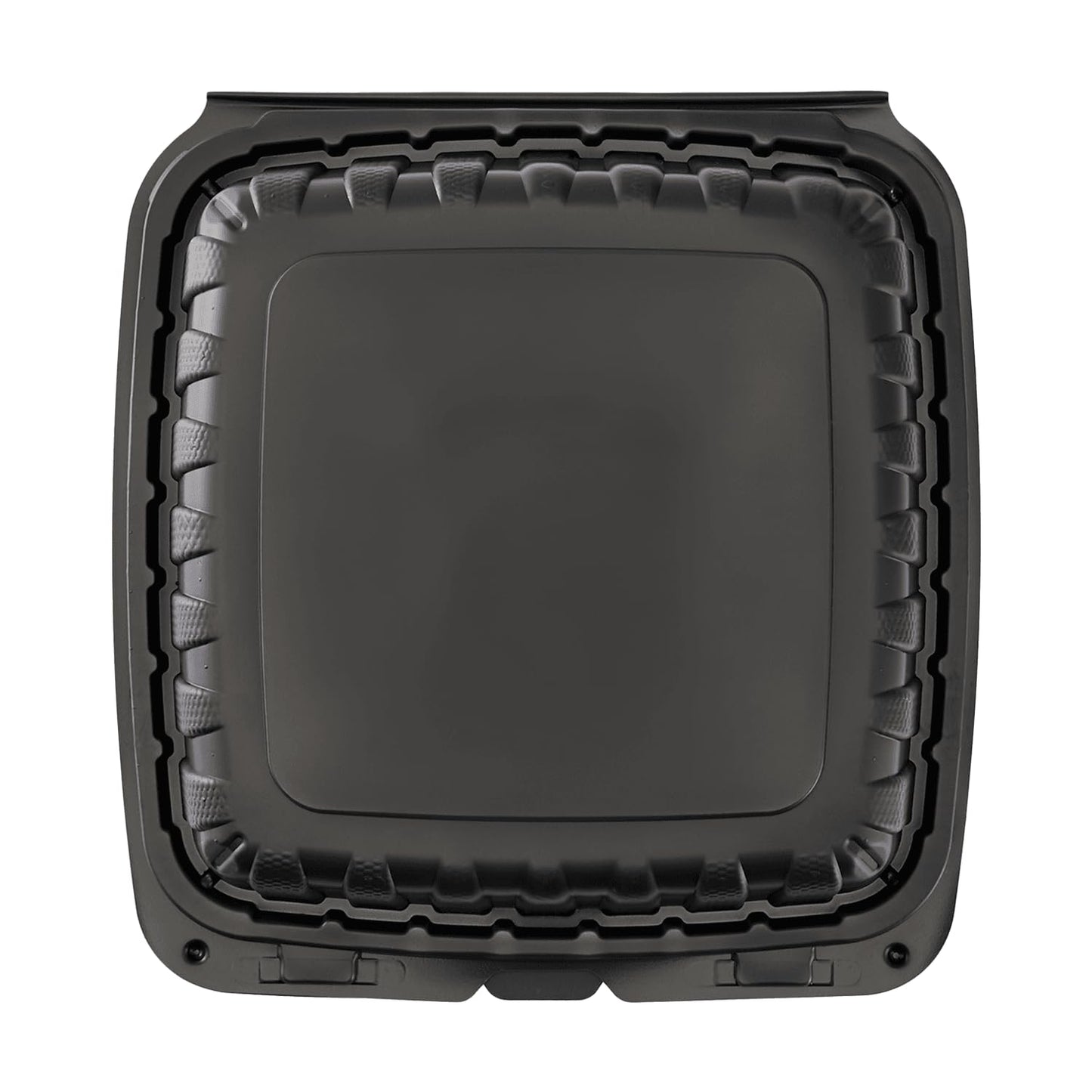 KARAT EARTH Clamshell Take Out Food Containers [9"x9" - 120 ct] To Go Containers | Microwavable, Freezer Safe, Soak-Resistant, Durable, Stackable | Vented for Hot/Cold Foods, Black
