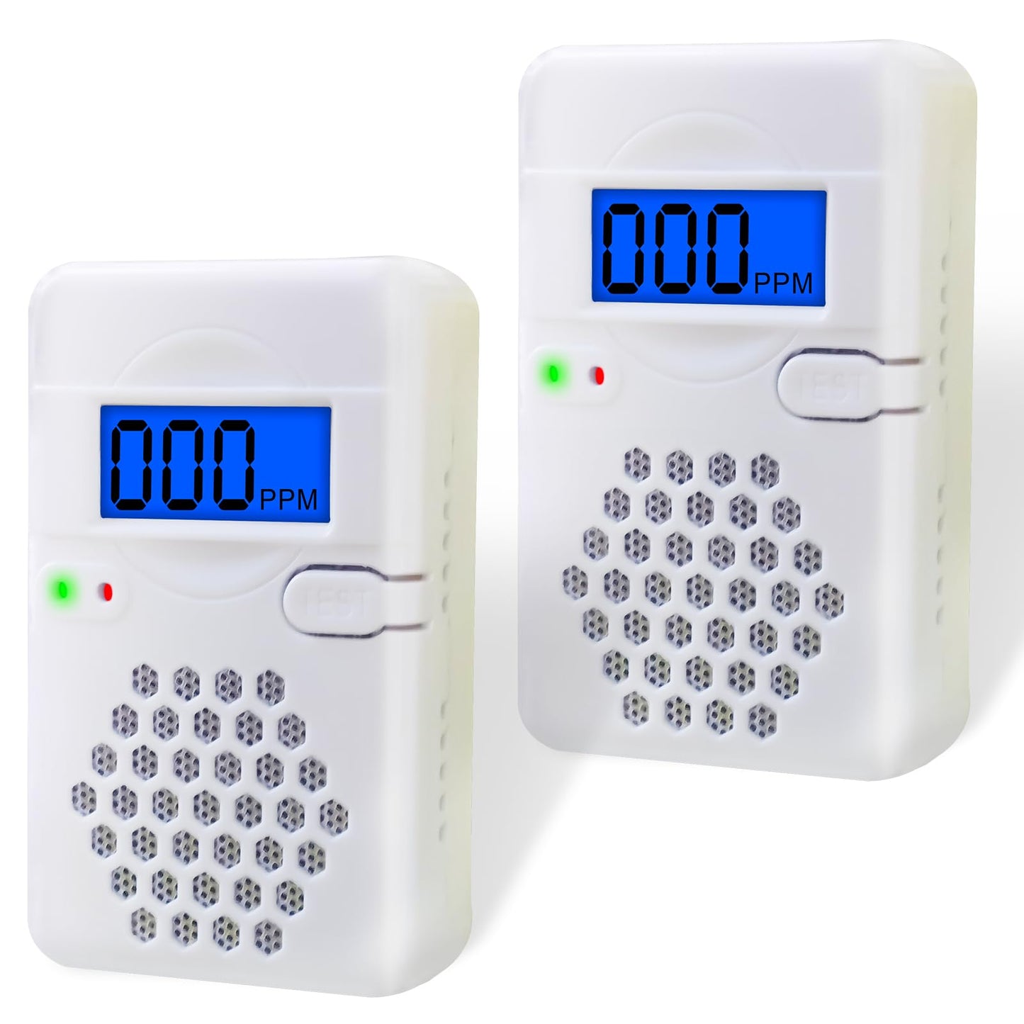 2 Pack Carbon Monoxide Detectors,Portable CO Alarm Detector Device with LED Digital Display for Home,Travel,Battery Powered (Batteries NOT Included)