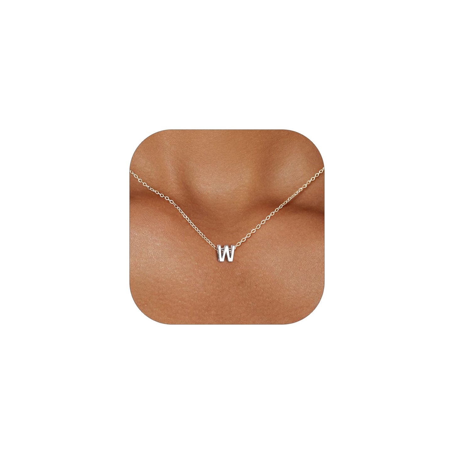 925 Sterling Silver Initial Necklace Letter Necklaces Delicate Dainty Small Pendant Necklace Silver Choker Necklace for Women W