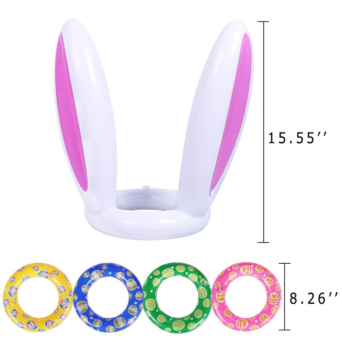 Max Fun Easter Inflatable Bunny Ring Toss Games Inflatable Toss Game for Easter Party Favors Indoor Outdoor Games (Easter Bunny Ears Ring Toss)