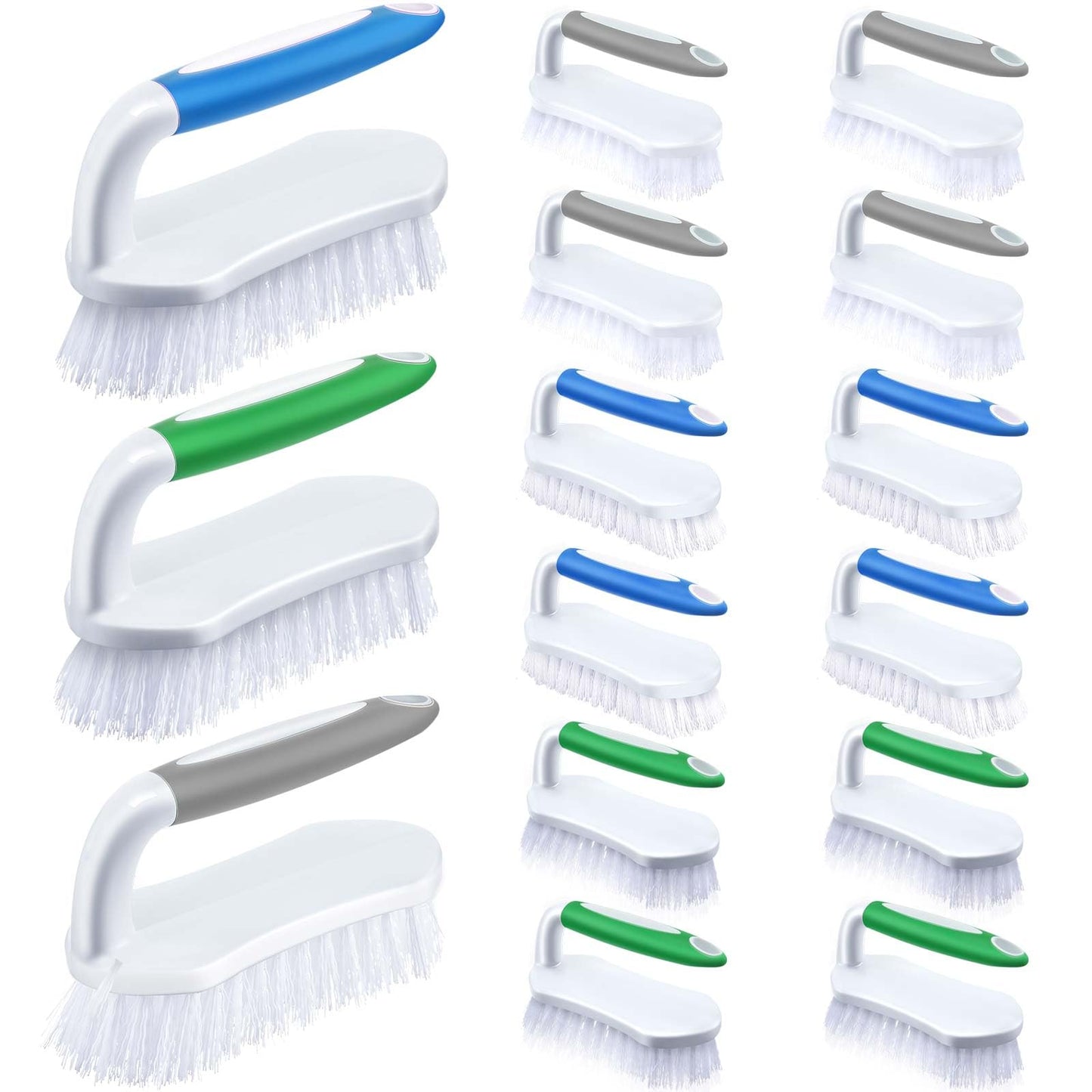 Lallisa 12 Pcs Scrub Brush for Cleaning with Handle Comfortable to Grip Heavy-Duty Flexible Stiff Bristles Scrubber Brushes Bulk