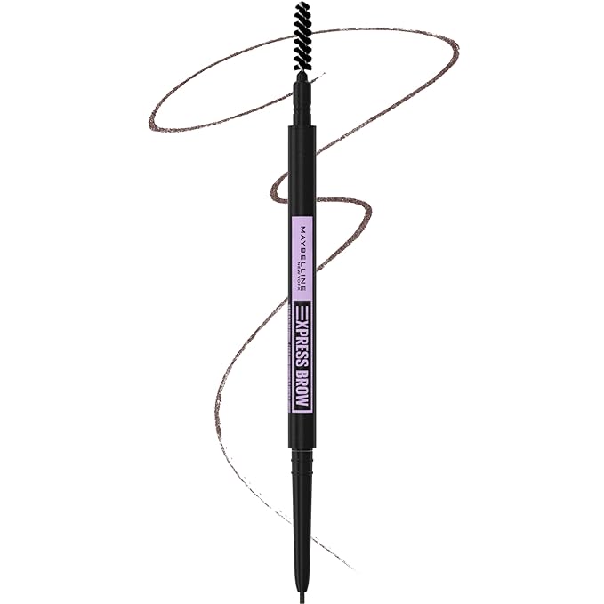 Maybelline Express Brow Ultra Slim Eyebrow Makeup, Brow Pencil with Precision Tip and Spoolie for Defined Eyebrows, Deep Brown, 1 Count