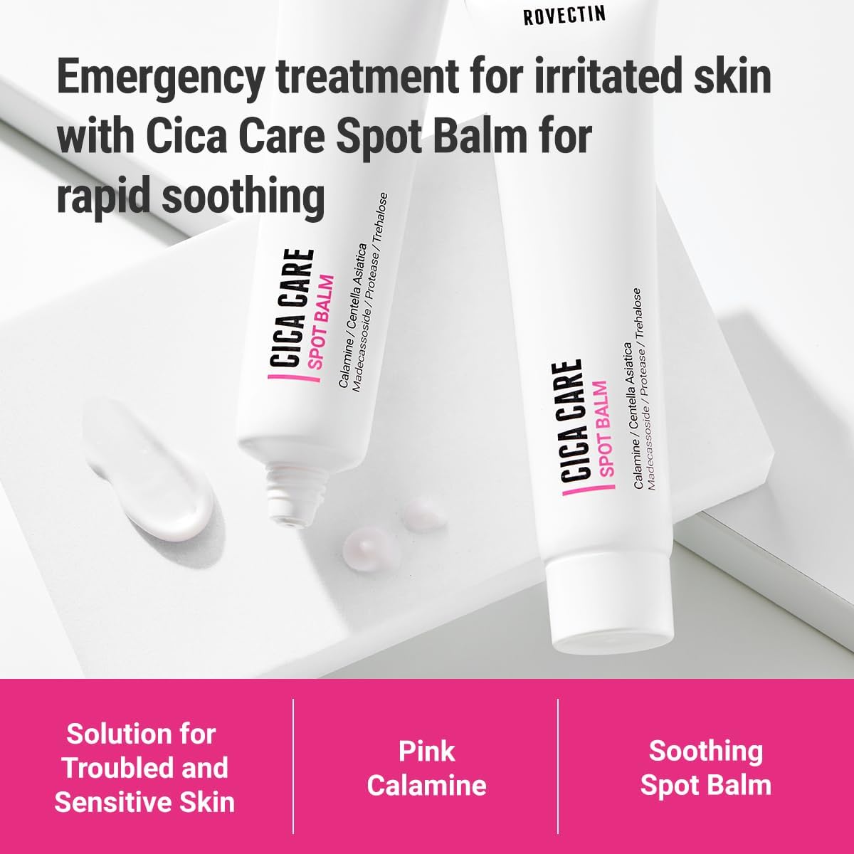 ROVECTIN Cica Care Face Balm - Immediate Redness Relief Face Moisturizer for Acne Prone, Sensitive Skin | Spots, Scar Reducing w