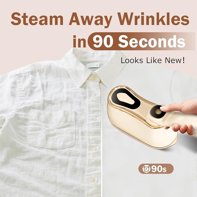 1000W Travel Steamer for Clothes, Steamer Iron For Clothes 2 in 1, Portable Steam Iron, 4 Modes LCD Display, 218ml for 25 Min Steam, 10S Fast Heat-Up, Ceramic Soleplate, 110V-120V