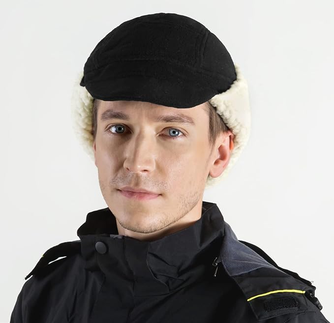 Connectyle Men's Sherpa Lined Warm Winter Hats with Visor Windproof Earflap Hat Outdoor Thermal Skull Cap Trapper Hat
