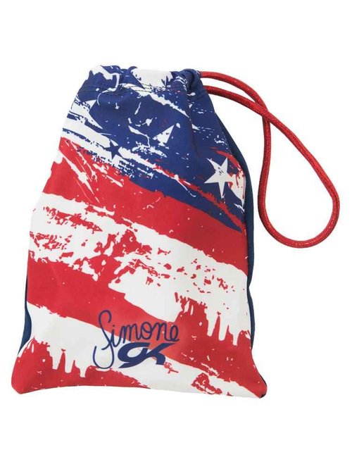 GK Gymnastics Simone Biles Leotard and Grip Bag Set - Red, White and Blue Bundle Size Adult Medium