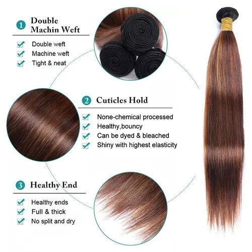 Brown Bundles Human Hair Highlight Straight Bundle 24 24 24 Inch Color 30 Bundles Human Hair Extensions Brazilian Virgin Remy Hair Weave 300g