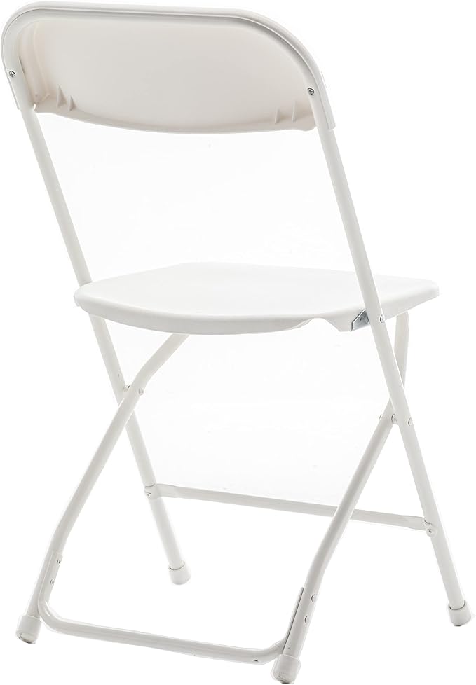BTEXPERT® Set of 2 Pack, White Plastic Folding Chair Steel Frame Commercial High Capacity Event Chair Lightweight Set for Office Wedding Party Picnic Kitchen Dining Church School