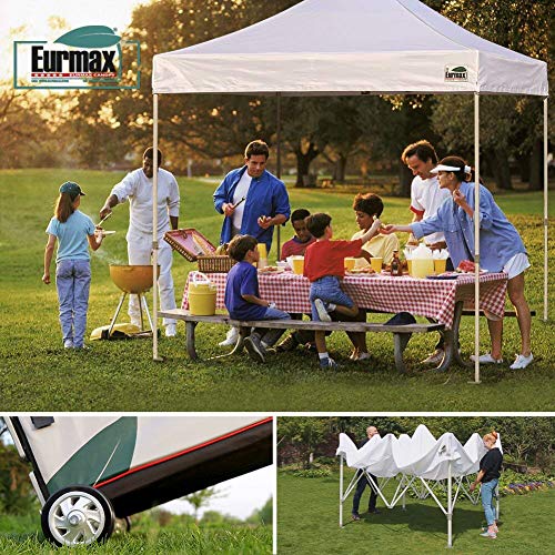 Eurmax USA Premium 10'x10' Pop-up Canopy Tent Commercial Instant Canopies Shelter with Heavy Duty Wheeled Carry Bag Bonus ...