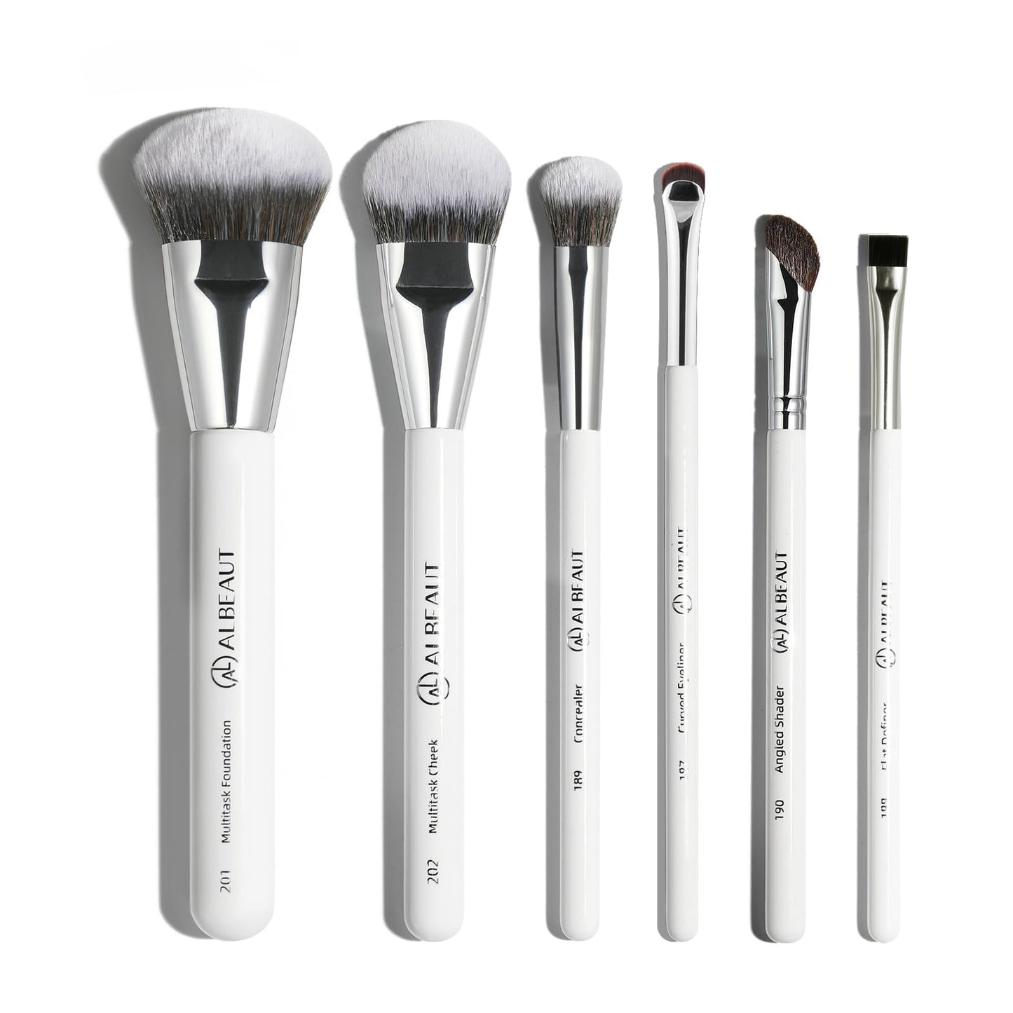 Albeaut Face Makeup Brush Set 6PCS, Angled Cream Foundation Liquid Blush Brush Concealer Brush Under Eye, Nose Contour Eyeliner