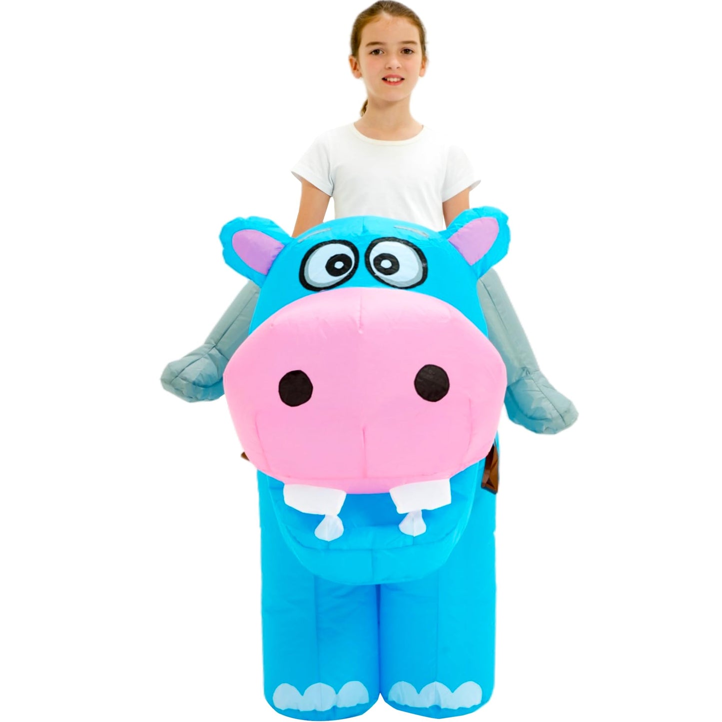 One Casa Blow Up Party Costume,Inflatable Costumes for Kids,Riding Hippo Costume,Halloween Costumes for Girls Boys (4-6YRS)