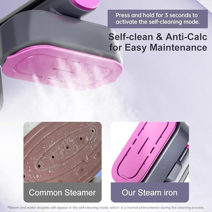 Garment Steamer for Clothes, Portable Handheld Design travel steam iron, 190ml Big Capacity, 1200W, Strong Penetrating Steam, Removes Wrinkle, for Home, Office