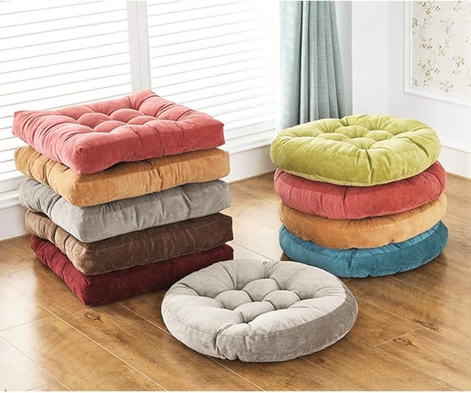 Tiita Indoor/Outdoor Chair Cushions 22" x 22" Seat Pillow Cushion Set of 2 Square Chair Pads for Sitting Patio Garden Floor Throw Pillows, Coffee