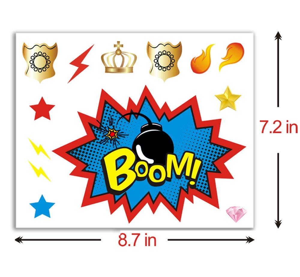 ADJOY Large Superhero Party Stickers - Super Hero Sign Cutout Stickers - Superhero Party Supplies