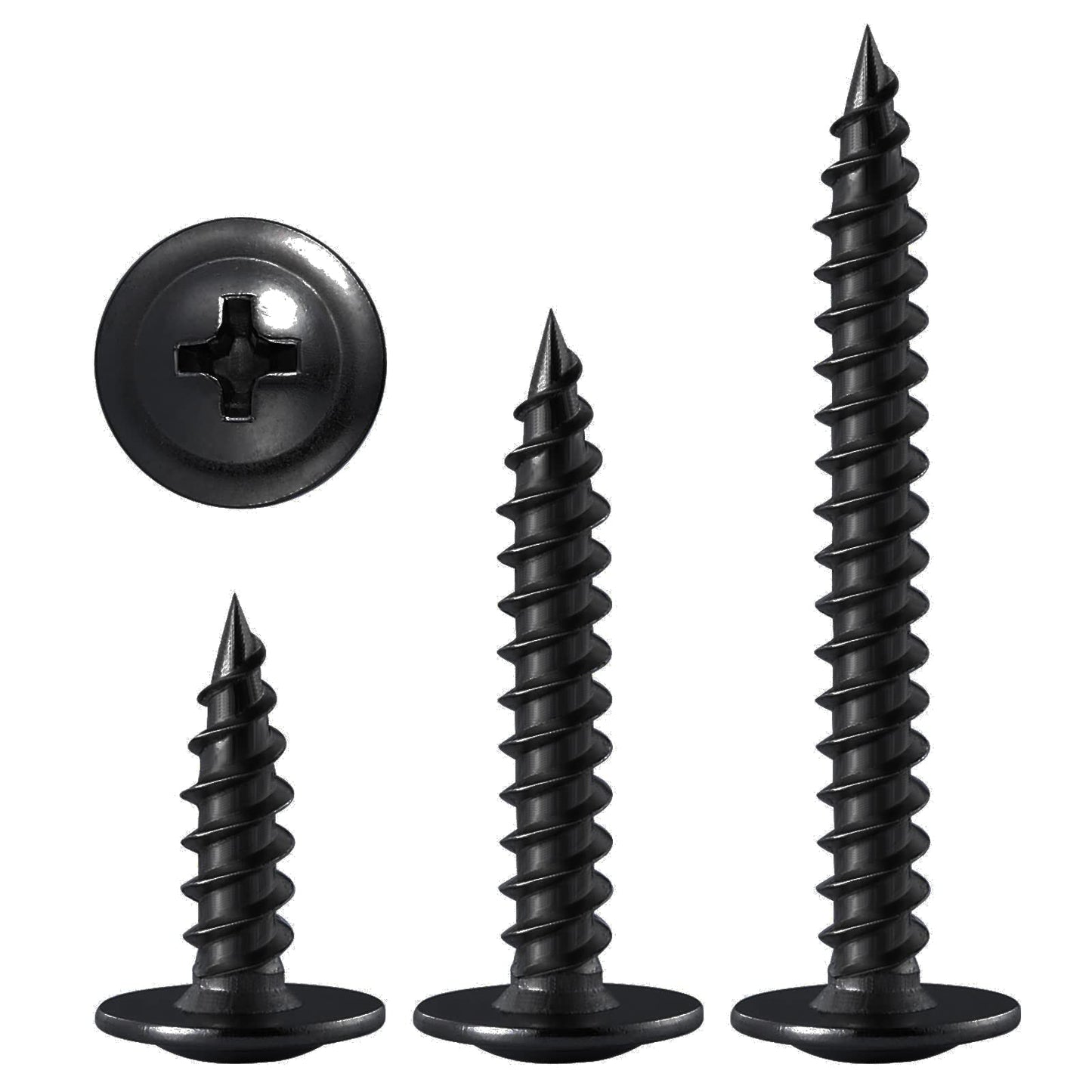 (150 pcs)#8×1-1/2" Black Truss Head Wood Screws Quick Metal Self Tapping Zinc Oxide