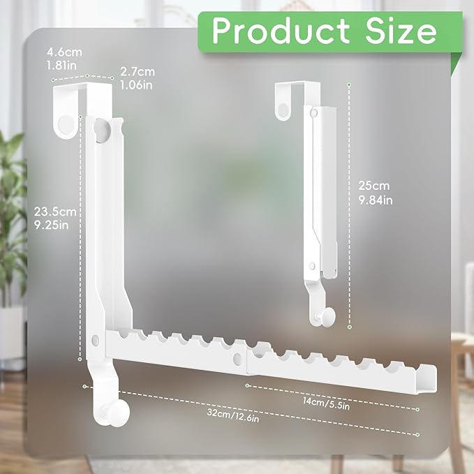 Over The Door Hooks, Extended Over The Door Clothes Hanger with 11 Ridges,Space-Saving Over The Door Rack Door Hooks for Hanging Clothes,Larger Capacity Over The Door Hanger,Upgraded Version.