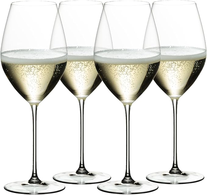 Riedel Veritas Champagne Wine Glasses, Set of 4 - Premium Crystal, Machine-Made, 16 oz, Dishwasher Safe – Enhances Aroma &...