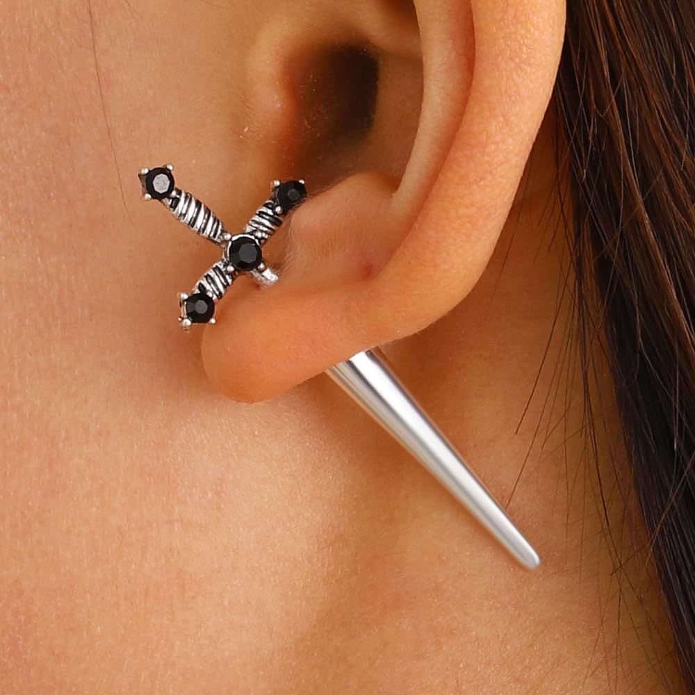 Cute Animal Earrings for Women, Goth Snake Stud Earrings Unique earrings Jewelry Halloween Punk Gothic Accessories (Silver Sword)