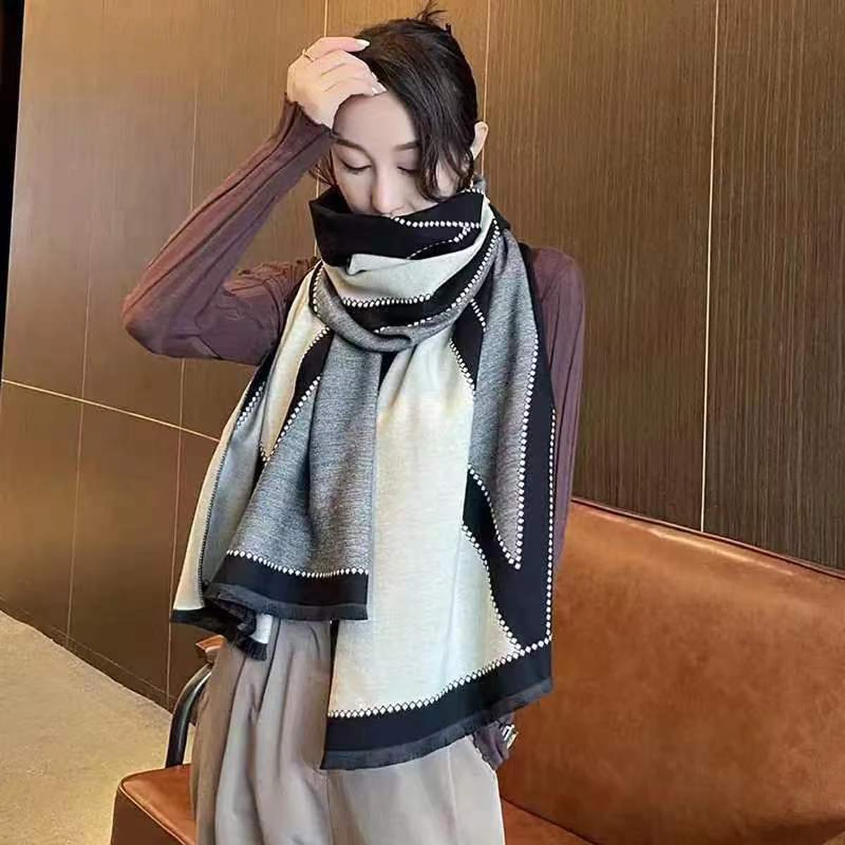 FKYBDSM Scarf Pashmina Shawls Wraps Of Evening Dresses Travel Office Winter Wedding Cashmere Feel Large Scarves