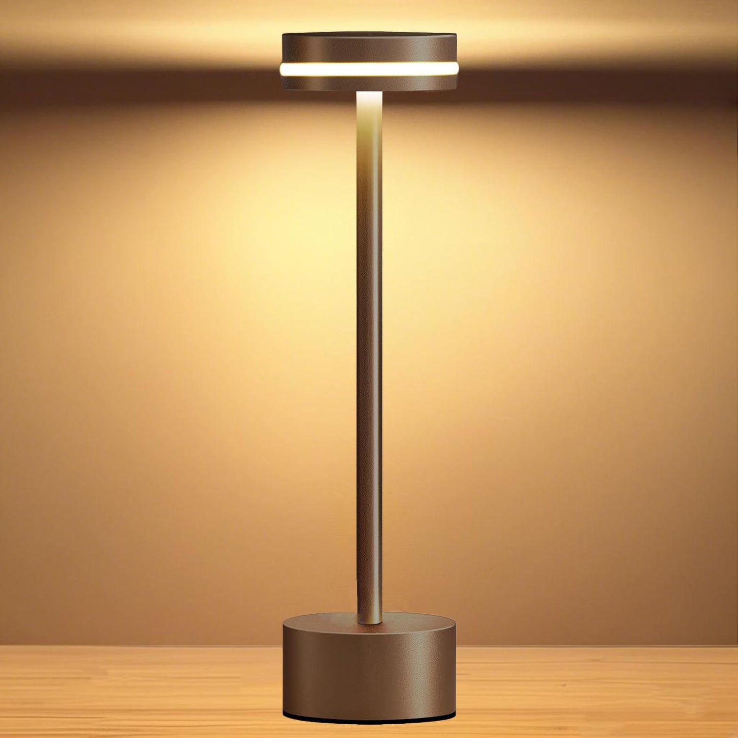 OFiSEXPT Energy Efficient Portable Rechargeable Bedside Lamp, Touch Stepless Dimmable, Cordless Table Lamp Perfect for Home, Bedroom, Hotel, Restaurant, Bar, Outdoor, 1 Pack (Coffee)