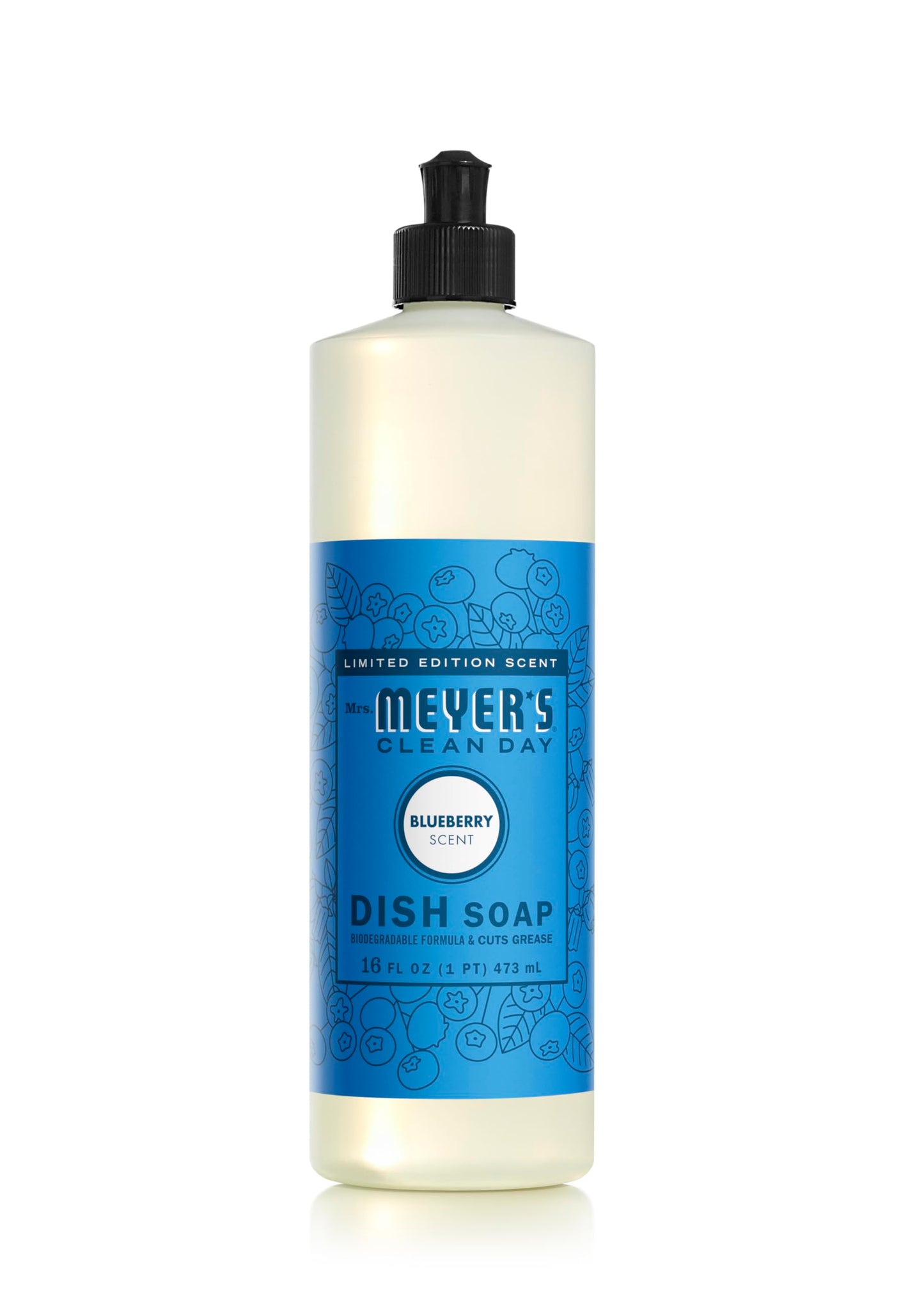 Mrs. MEYER'S Clean Day Liquid Dish Soap, Blueberry Scent, 16 Ounce Bottle
