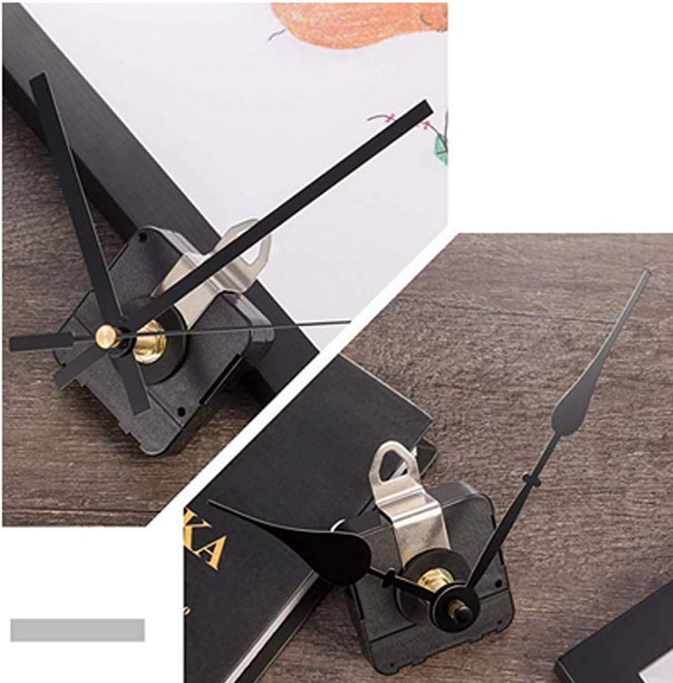 Aloneaka 2 Pieces Silent Clock Movement Mechanism Long and Short Shaft with 6 Different Pairs of Hands DIY Clock Repair Parts Motor Replacemen