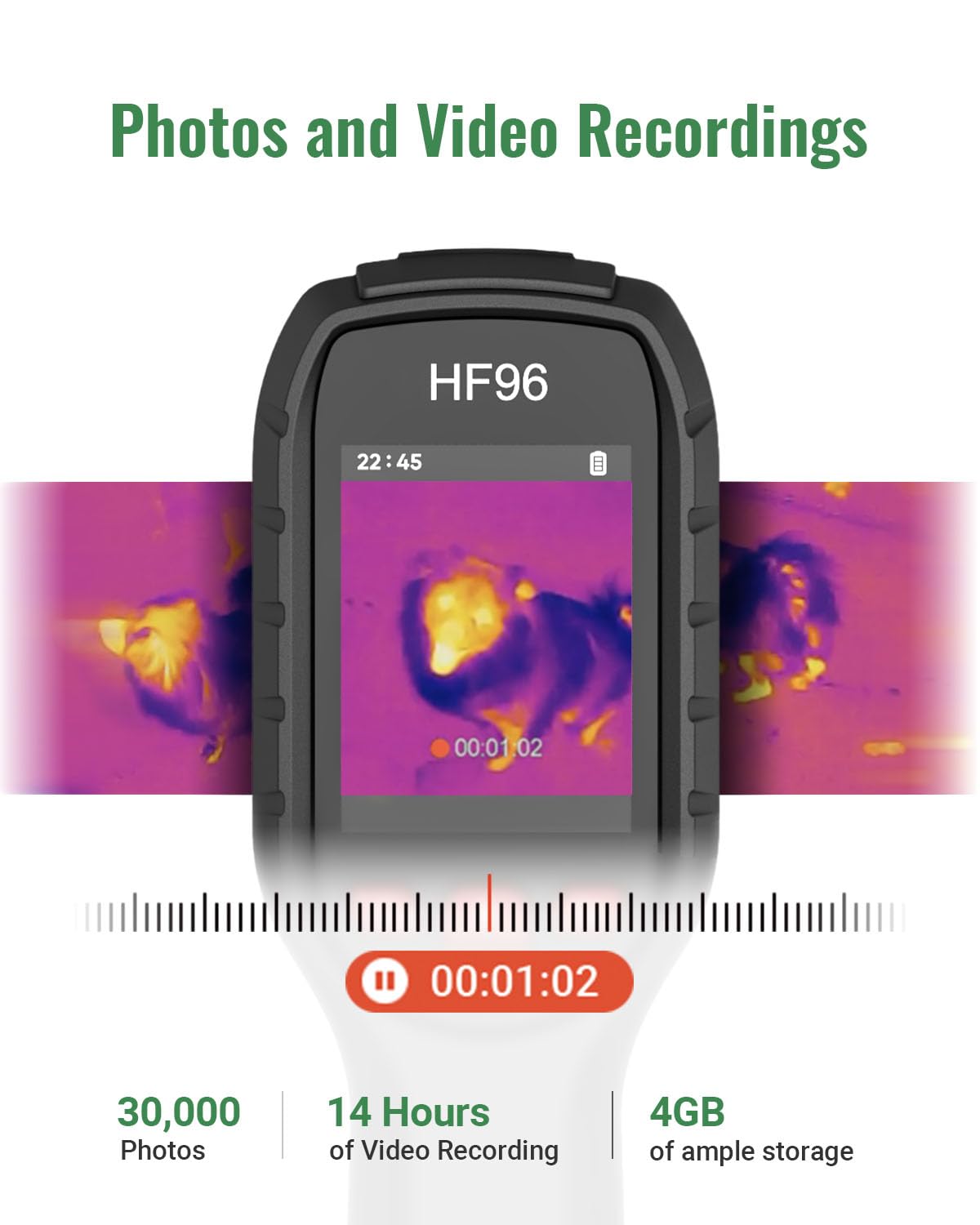 HF96 Thermal Camera with Laser Pointer, Intelligent Scene Detection, Super Resolution 240 x 240, -4°F~1022°F, Thermal Imaging Camera 96 x 96 IR Resolution, 25 HZ Infrared Camera, 11h Runtime