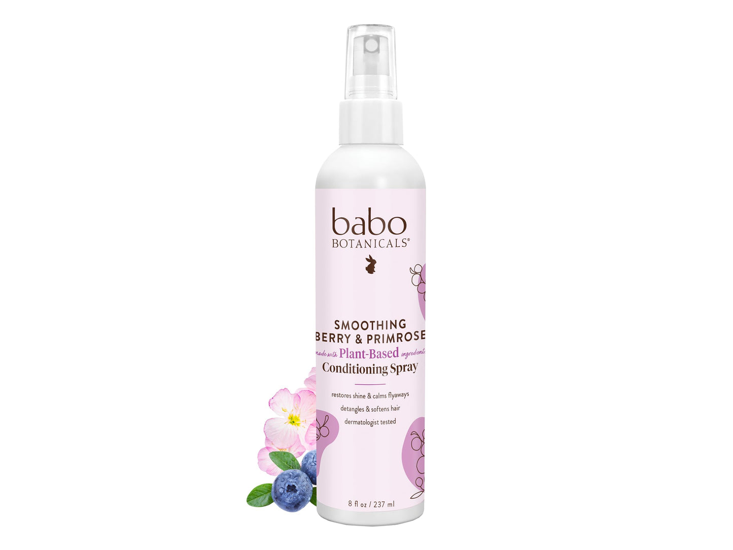 Babo Botanicals Smoothing Berry Conditioning Spray - Detangling & Nourishing - Eliminates Frizz & Prevents Static - Evening Prim