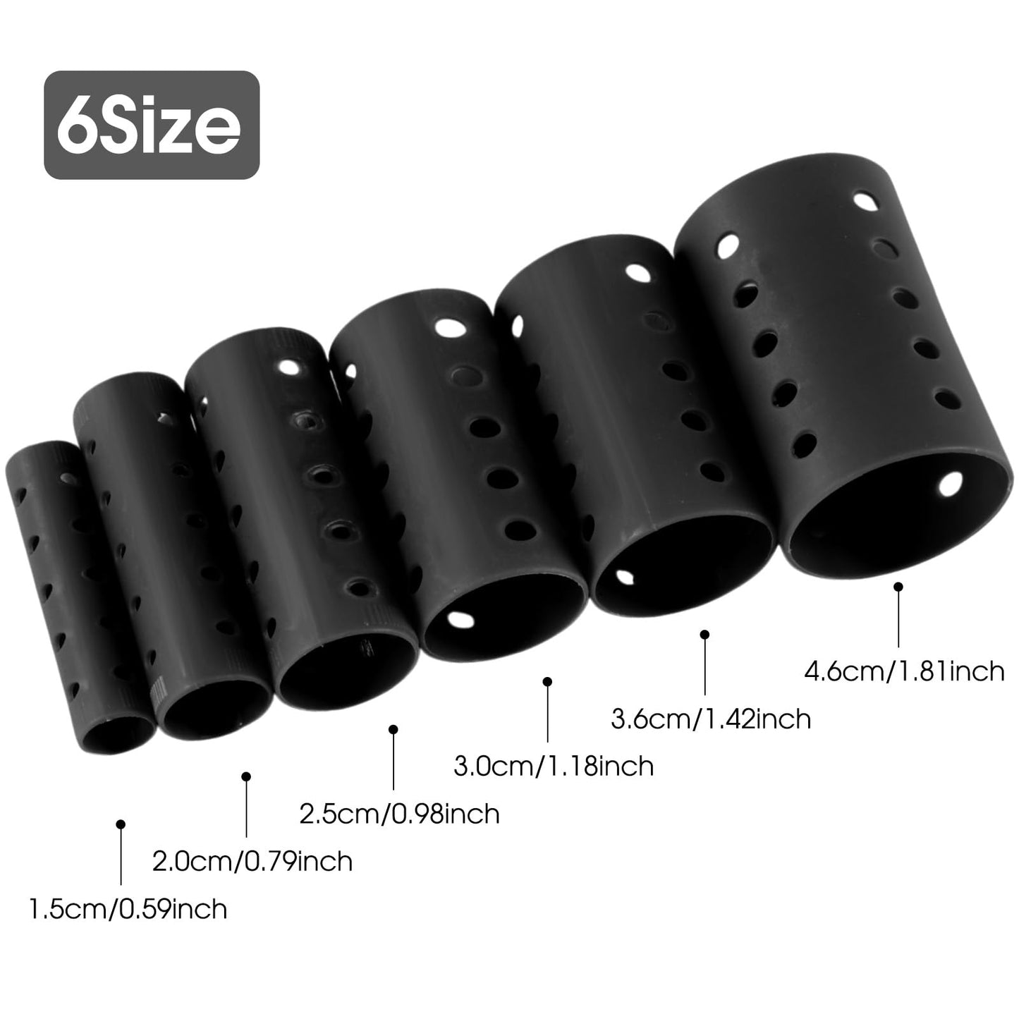 WILLBOND 141 Pieces Hair Rollers Set Include 60 Pcs Plastic Hair Rollers (black,6 Sizes)