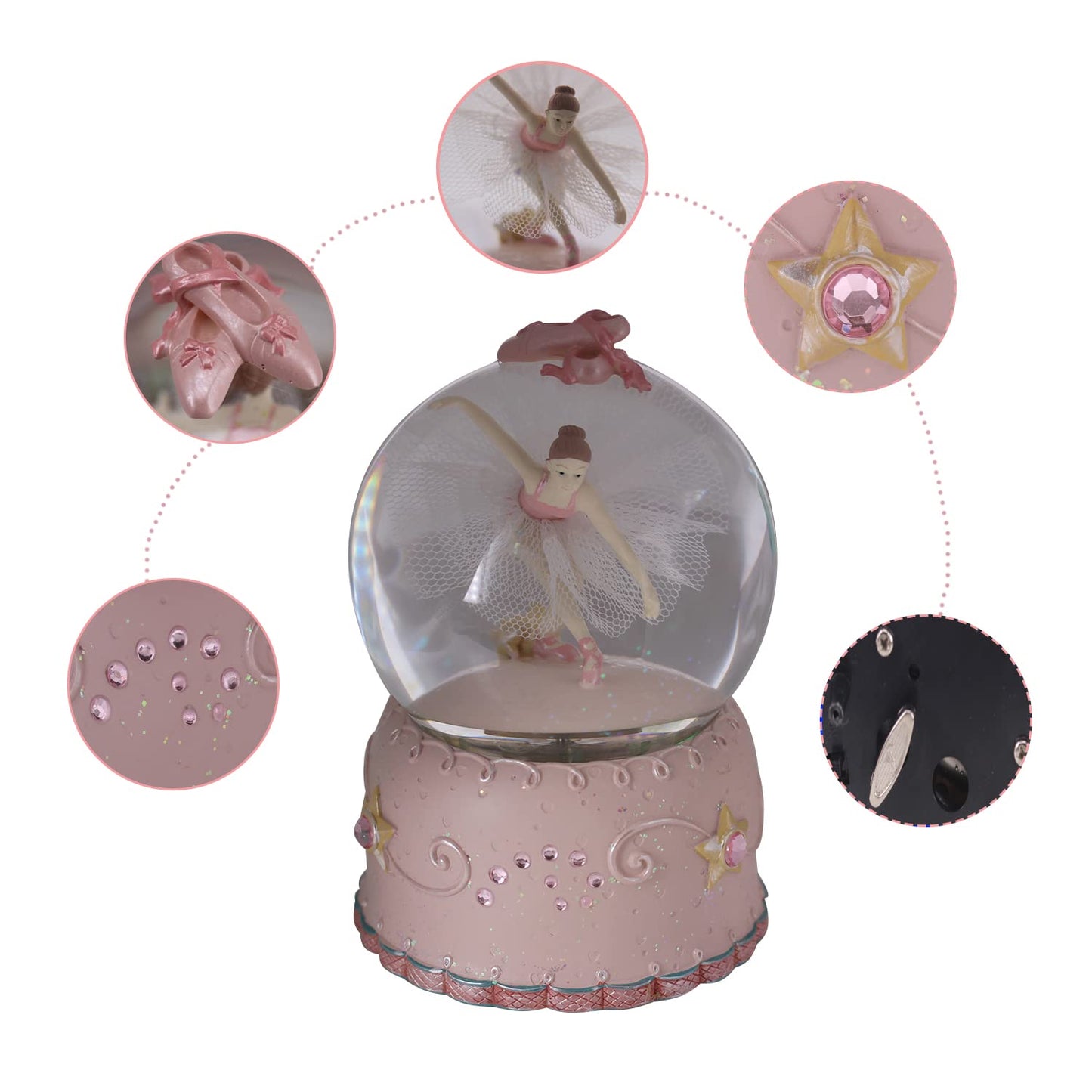 Singeek Swan Lake Music Box Ballerina Color Changing Lights Handpainted Dancing Ballerina Snow Globe Ballet Recital Gifts for Girls, Daughter, Granddaughter