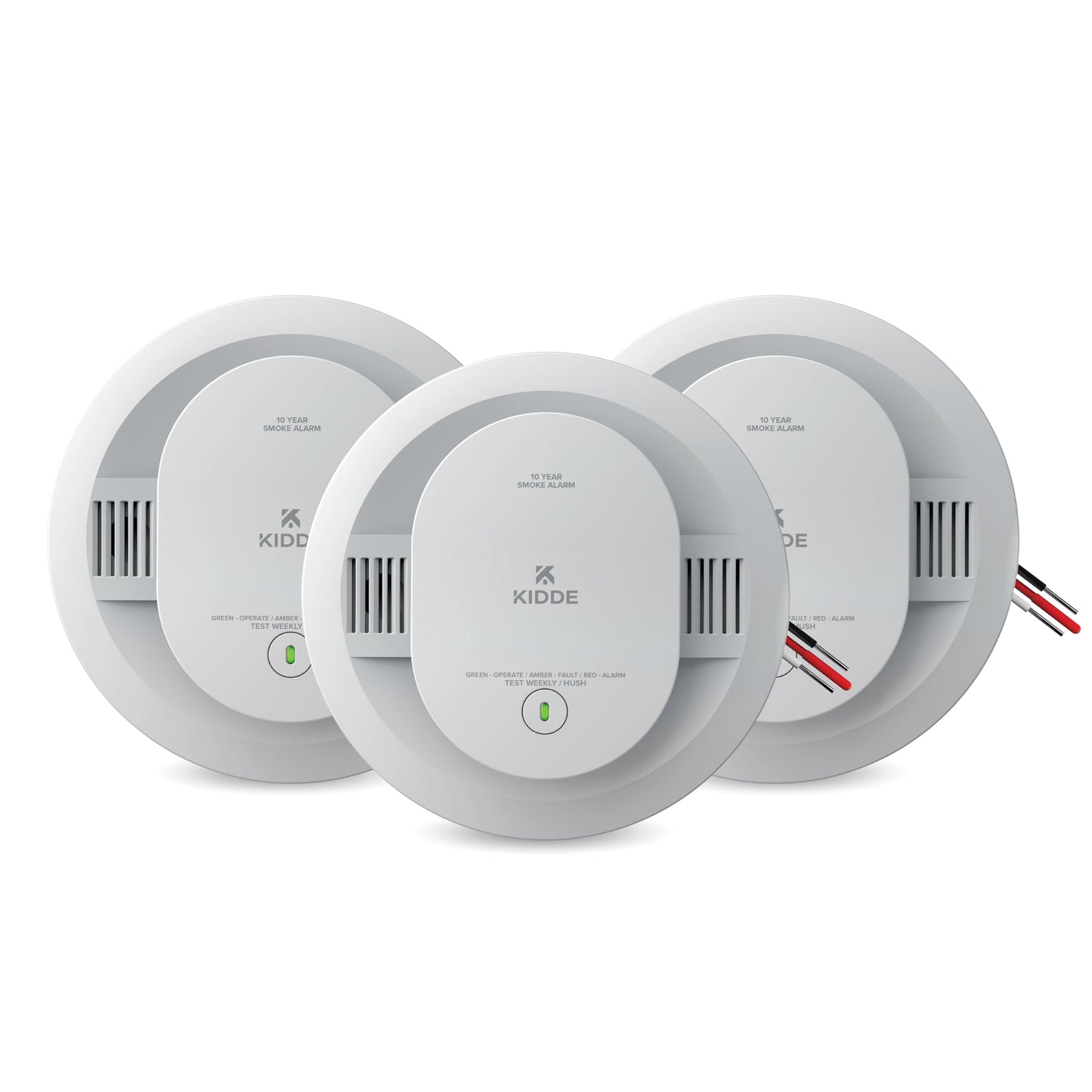 Kidde Hardwired Smoke Detector for Home, 10-Year Battery Backup, Interconnectable, Voice Alerts, 3-Pack