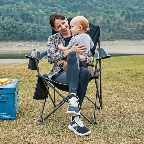 EVER ADVANCED Folding Camping Chair with High Back Padded 2 Pack Oversized Portable Lawn Chairs Lightweight Sturdy Steel F...