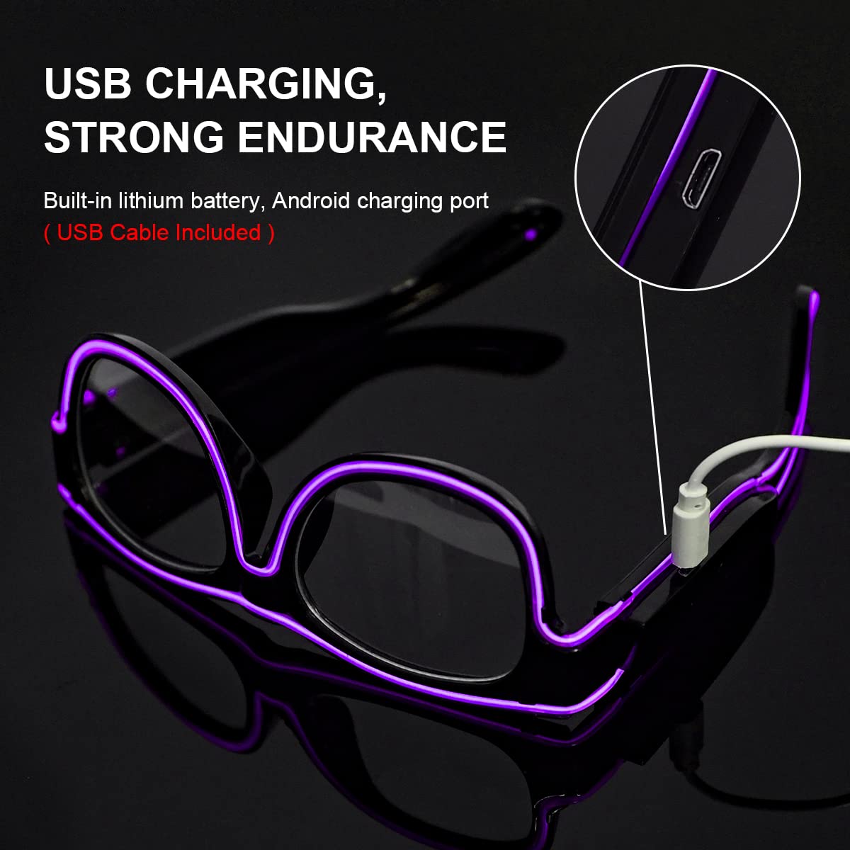 Ainiv Light Up Glasses 3 Flash Modes LED Luminous Glasses Neon Party Glasses Rave Glasses Glow in the Dark for Parties, DJ, EDM, 80s, Halloween, Christmas, Festival, Carnival, Birthday