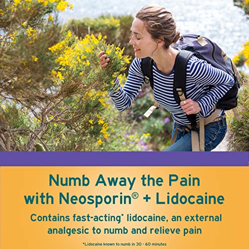 Neosporin + Lidocaine First Aid Triple Antibiotic Ointment, Fast-Acting, Maximum Strength Topical Pain Relief, 24-Hour Inf...