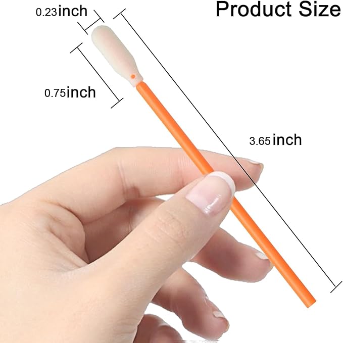 Wellgler's 3.65'' Lint Free Foam Cleaning Swabs,Multi-Purpose Detailing Foam Tip Swabs,Cleaning Swabs for Electronics,Gun,Car Vent .KM722(Orange 100PCS)
