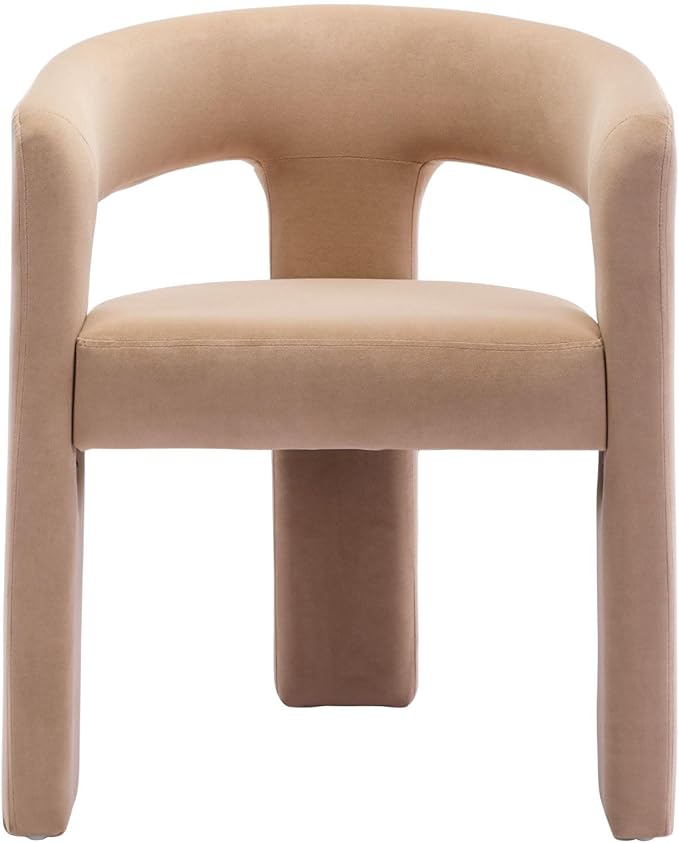 DAYALANE Modern Barrel Dining Chairs Set of 4, Upholstered Velvet Dining Room & Kitchen Chair with Curved Back, Comfy Accent Side Reading Armchair for Living Room Bedroom Kitchen Home Office, Khaki