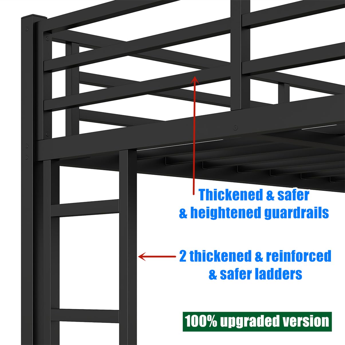 NOAHLEO Stronger & Safer Heavy Duty Metal Twin XL Over Queen Size Bunk Bed with Twin Trundle for Adults Teens, More Stable Thickened Steel Bunkbed (Twin XL Over Queen with Twin Trundle)