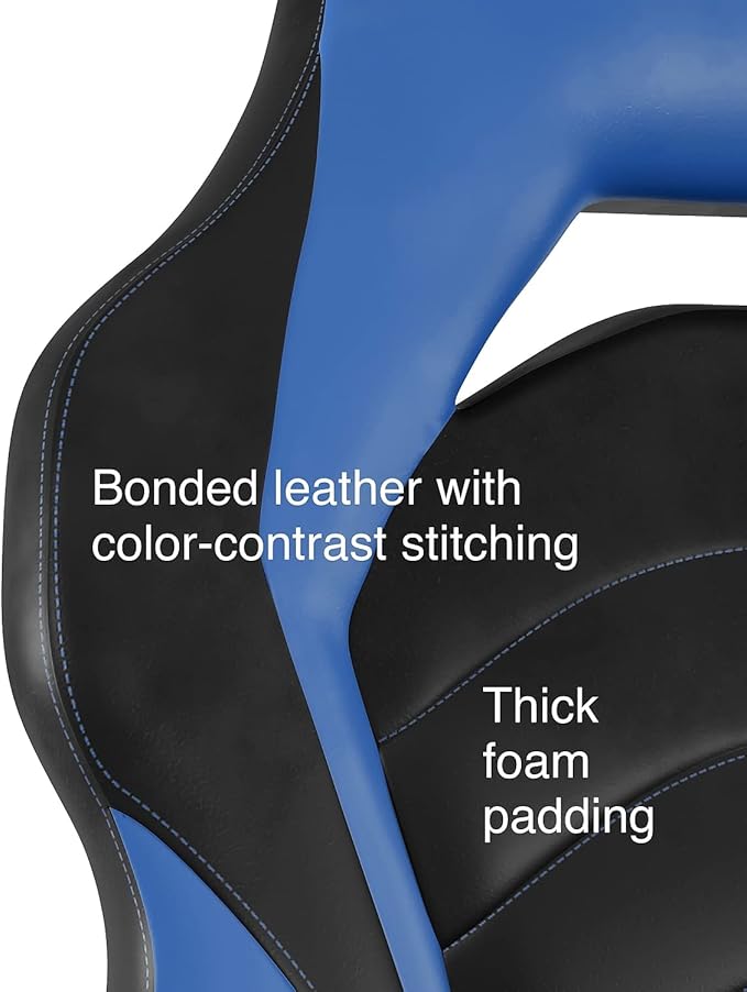 STAPLES Emerge Vortex Bonded Leather Gaming Chair, Black and Blue, 2/Pack (58293-CCVS)