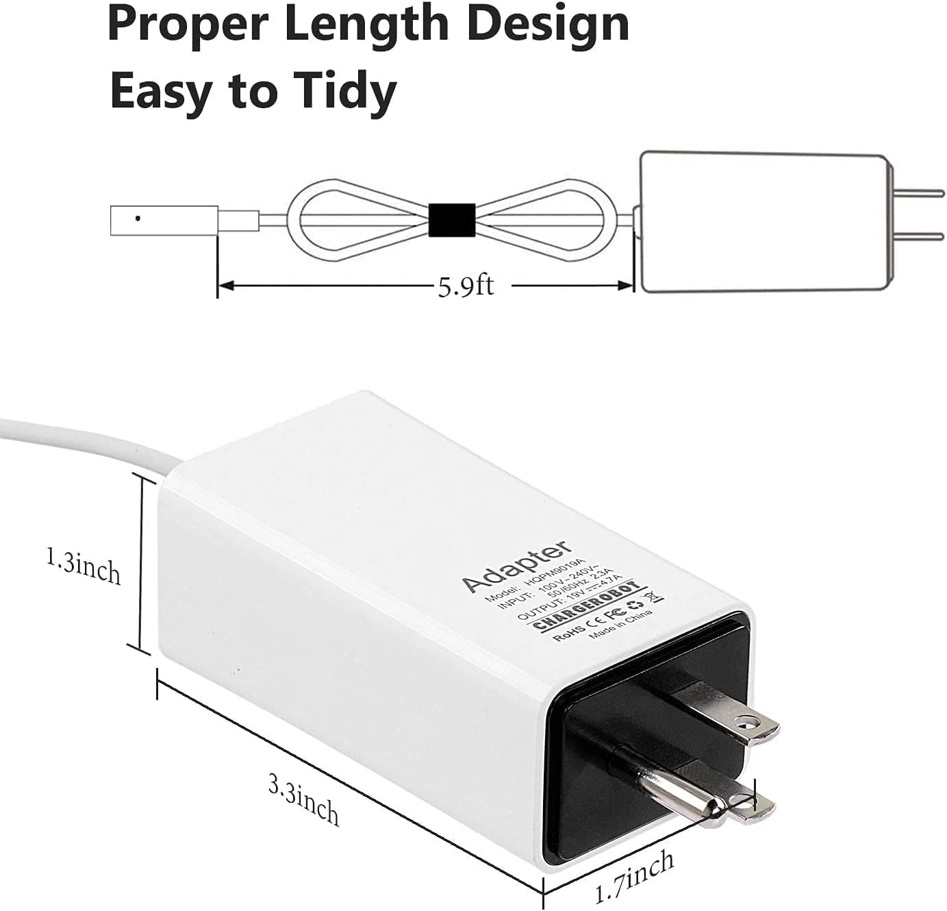 HJTPOWER 85W Charger for MacBook Pro 15 inch Retina(Mid 2012 to Mid 2015), Replacement for Magnetic 2 A1398 A1424 Power Adapter